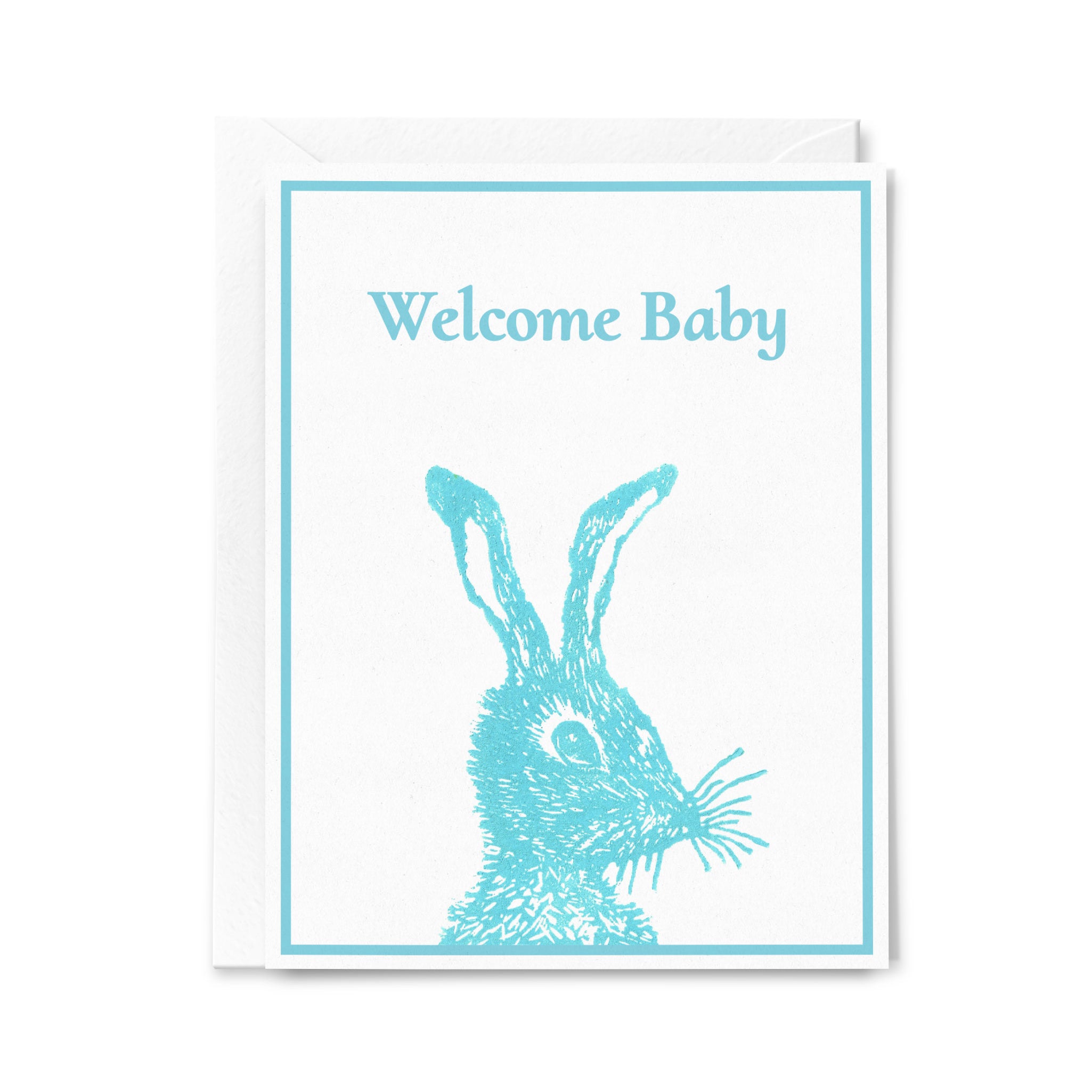 Welcome Baby Bunny | Linocut Baby Card