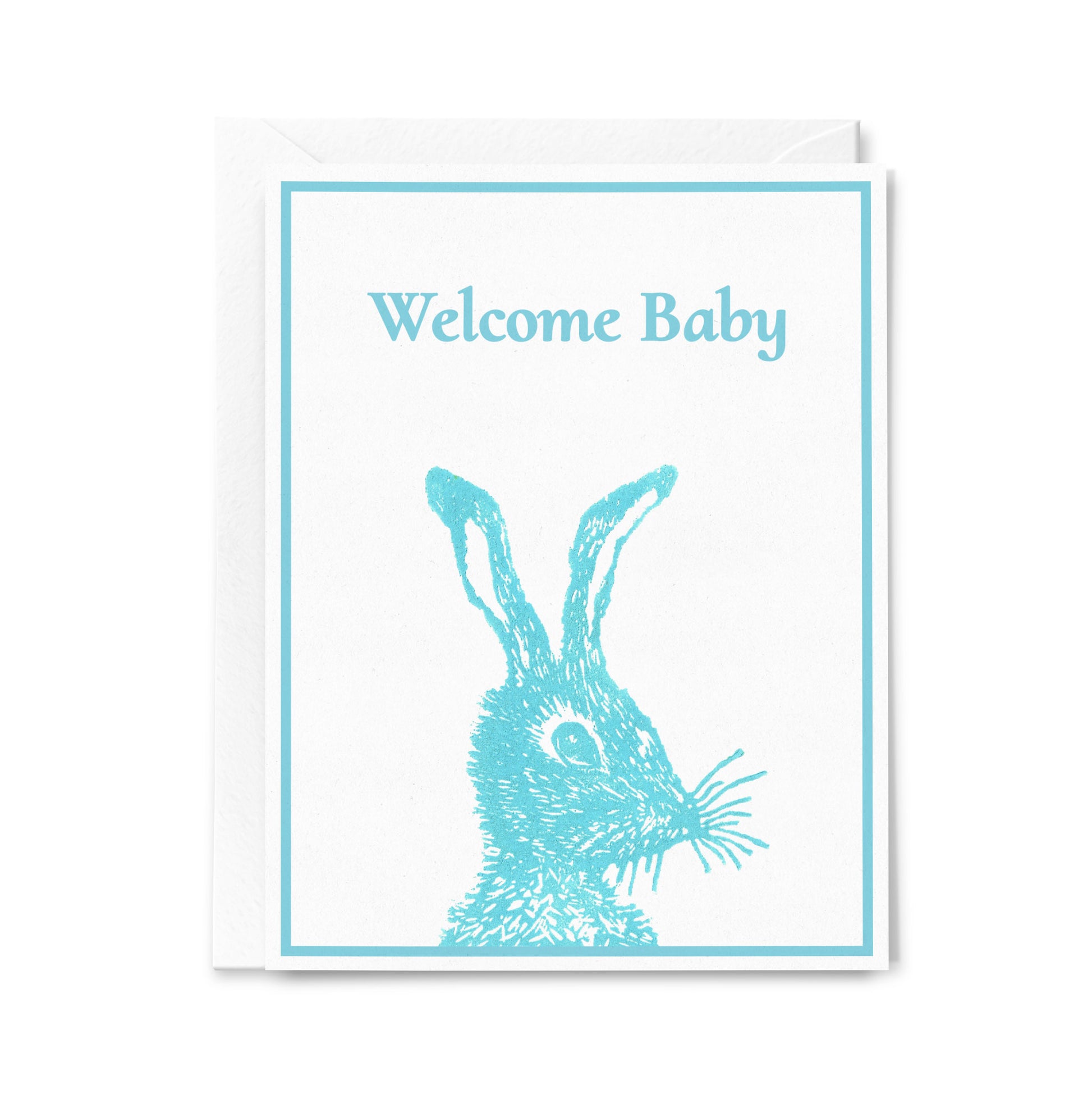 Welcome Baby Bunny | Linocut Baby Card
