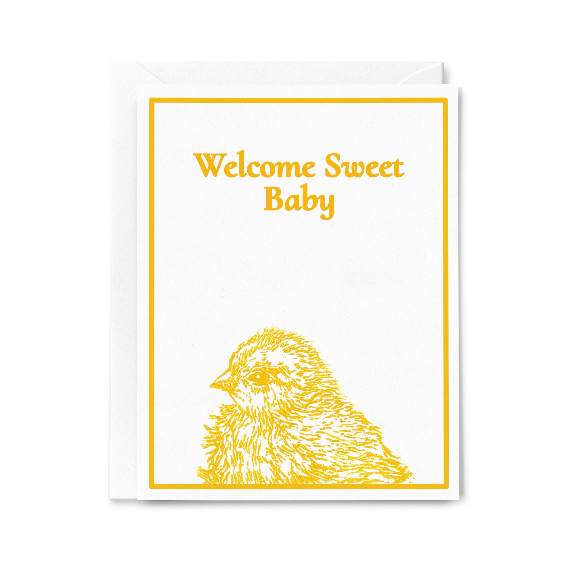 Welcome Sweet Baby Chick | Linocut Baby Card