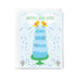 Card with a blue wedding cake illustration and 'Happily Ever After' text on a white background.