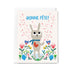 Greeting card with a cartoon rabbit holding a heart, surrounded by flowers and hearts, with 'Bonne Fète!' text.