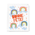 Greeting card with rainbows and 'Bonne Fète!' text on a white background