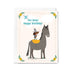 Birthday card with a horse and cowboy hat design, featuring the text 'Yee-Haw! Happy Birthday'.