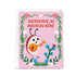 Greeting card with a cartoon ladybug playing a guitar on a pink background with floral elements.