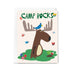 Camp greeting card with a cartoon moose and bluebird on a white background