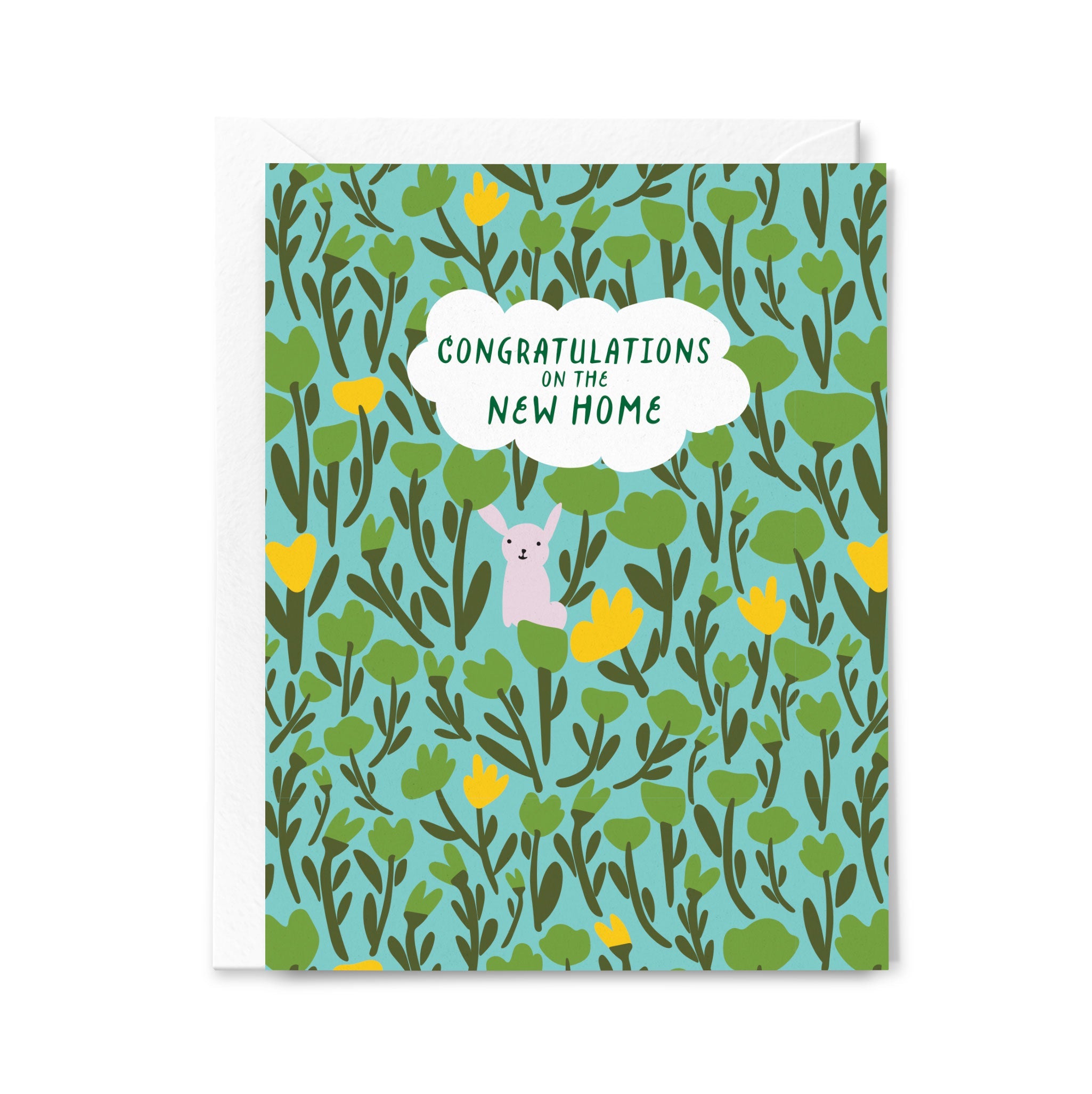 Greeting card with floral pattern and 'Congratulations on the New Home' text