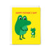 Father's Day card with green frogs on a yellow background