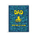 Greeting card with a yellow octopus and text on a blue watercolor background