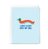Greeting card with a cartoon caterpillar and "I love every inch of you" on a light blue background