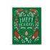 Christmas card with 'Happy Holidays' text and festive wreath design on a green background
