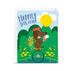 Greeting card with cartoon dog and frog on a bike, surrounded by flowers and trees, with 'Happily Ever After' text.
