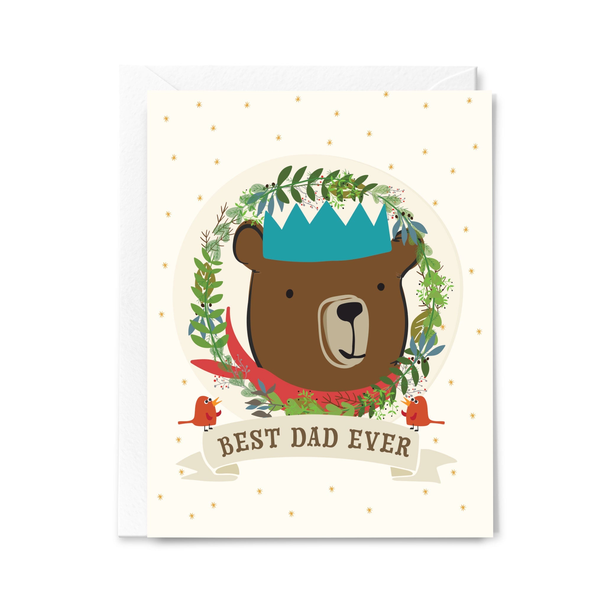 Greeting card with a bear illustration and 'Best Dad Ever' text on a white background