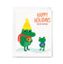 Holiday card with two frogs, one wearing a yellow hat and red scarf, the other holding a gift, with 'Happy Holidays Better Together' text.