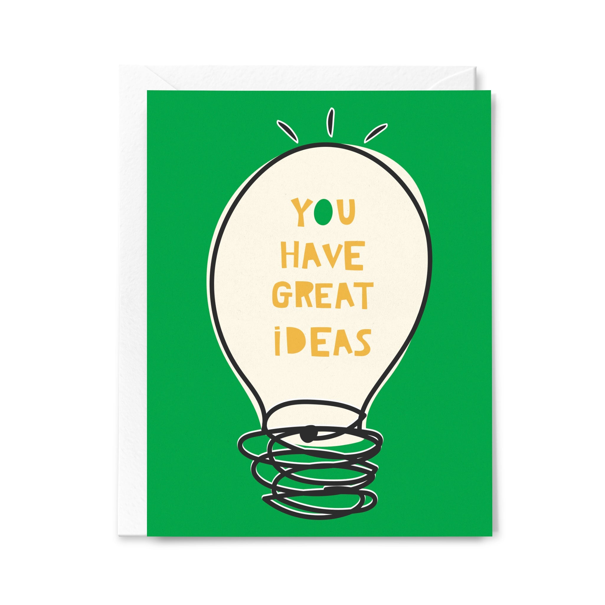 Card with a light bulb illustration and text on a green background