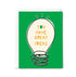 Card with a light bulb illustration and text on a green background