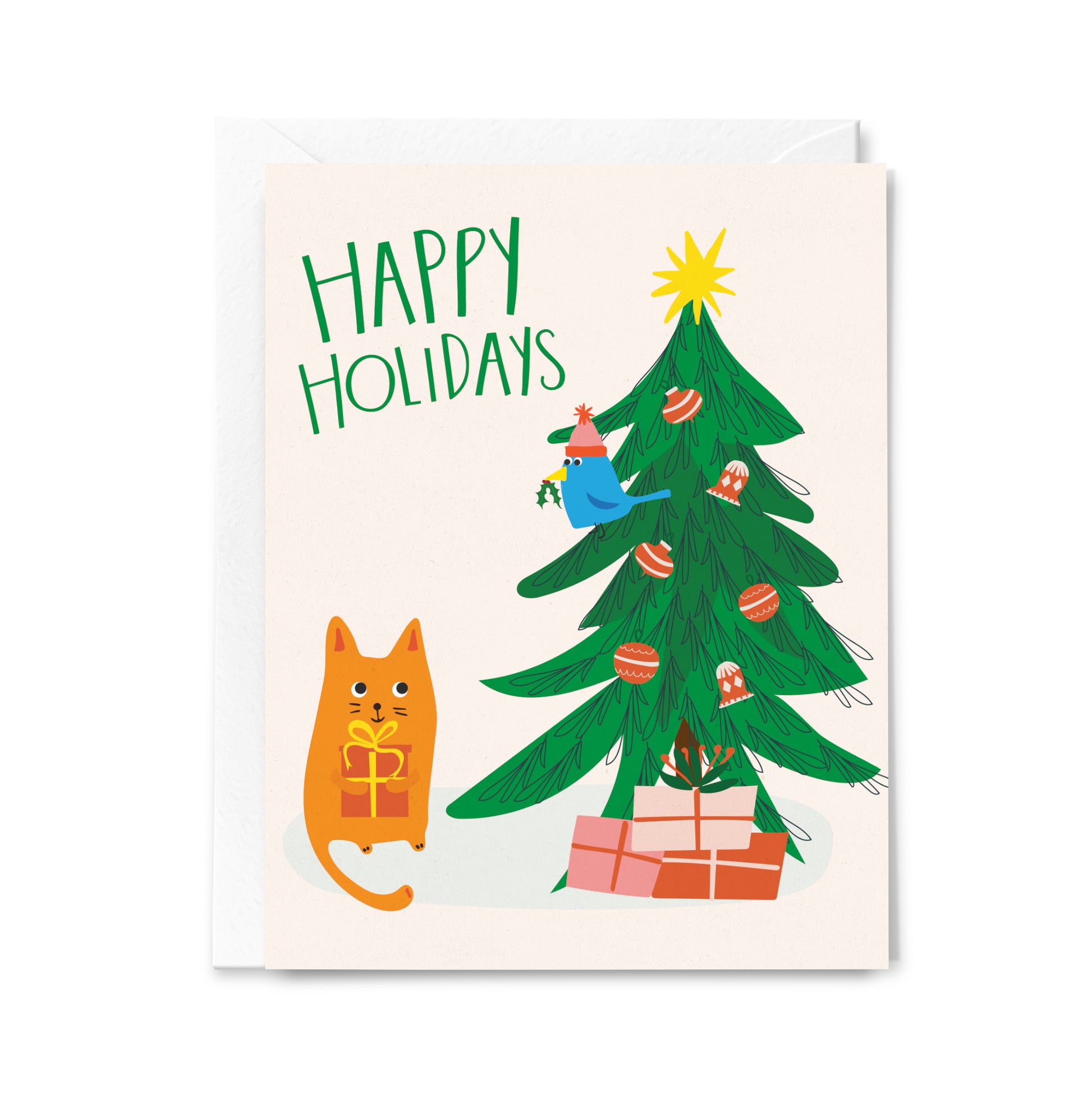 Happy Holidays Cat and Bird