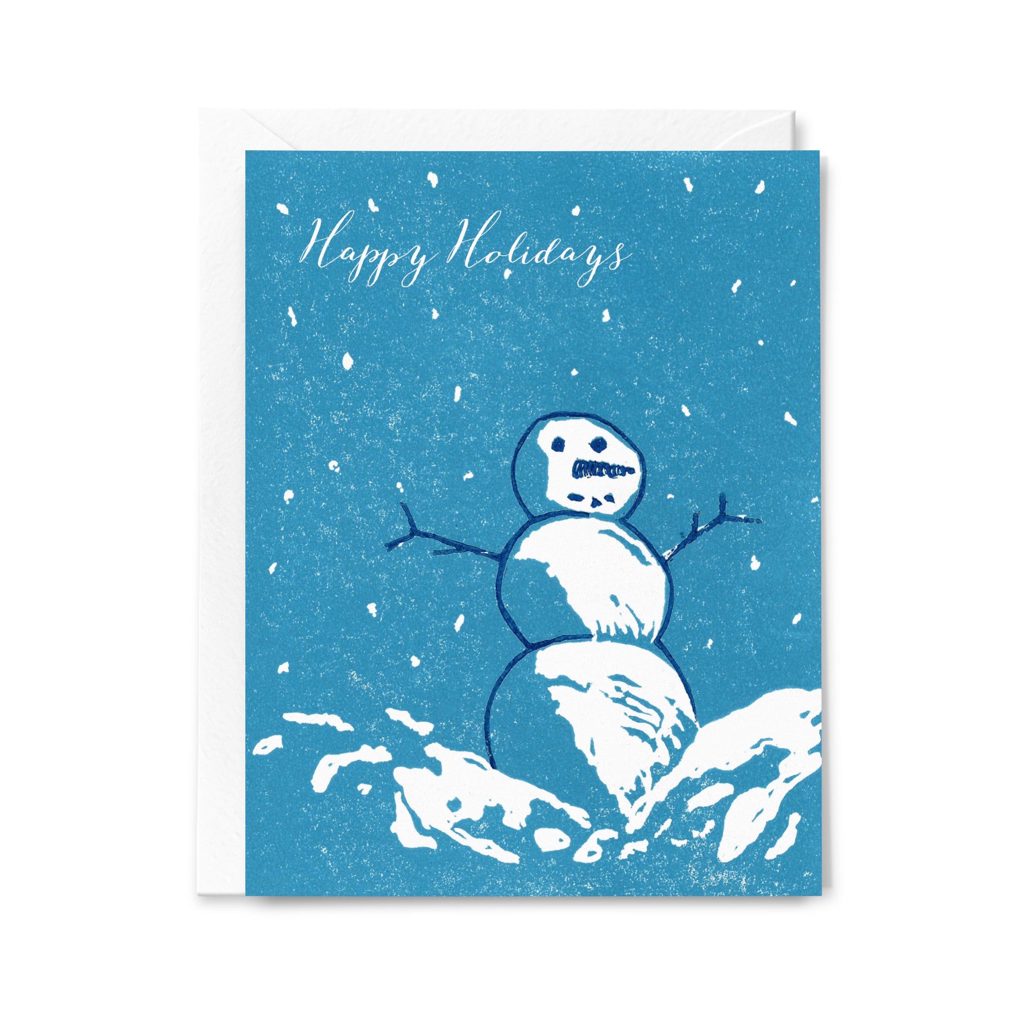 Happy Holidays Snowman Lino-cut