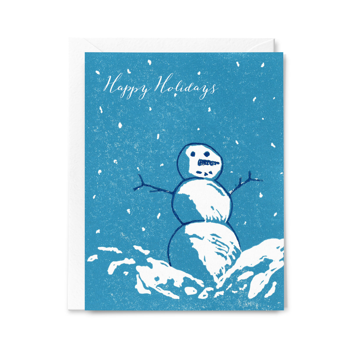 Happy Holidays Snowman Lino-cut