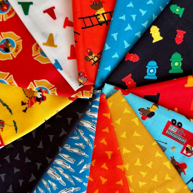 Collection of colorful fabric swatches with various patterns