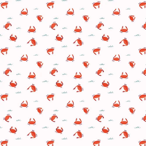 Pattern of red crabs on a white background
