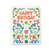 Birthday card with colorful floral design and 'Happy Birthday' text on a white background
