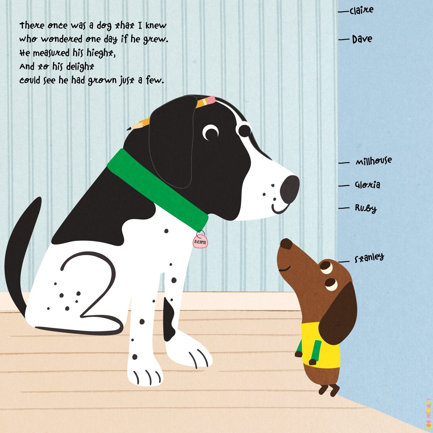 Illustration of two dogs measuring height